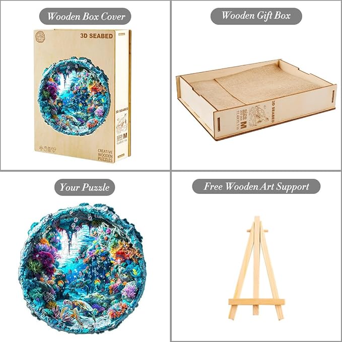 Wooden Puzzle for Adults-Wooden Puzzle Unique Shape Advanced 3D Seabed Wooden Jigsaw Puzzle for Adults and Kids,Best Gift,Wood Puzzles,Challenge Wooden Jigsaw Puzzle (S-8.5 * 8.3in-100pcs)