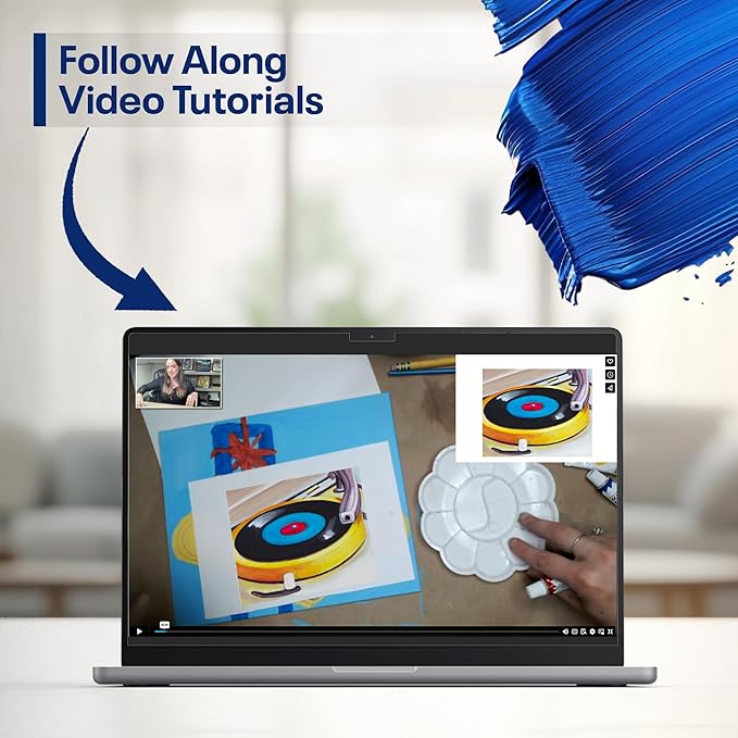 Painting4Real DIY Painting Class Kit for Adults with Video Tutorials: Learn to Paint DJ Play My Song – How to Paint with Acrylics – Painting & Art Supplies – 9 Piece Acrylic Paint Set