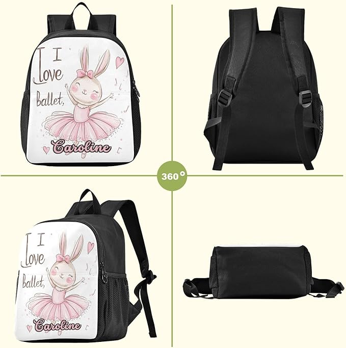 Ballet Bunny Heart Toddler Backpack for Boys Girls 3-6 Preschool Small Backpacks Kids Mini Kindergarten Bookbag for Elementary for Travel School