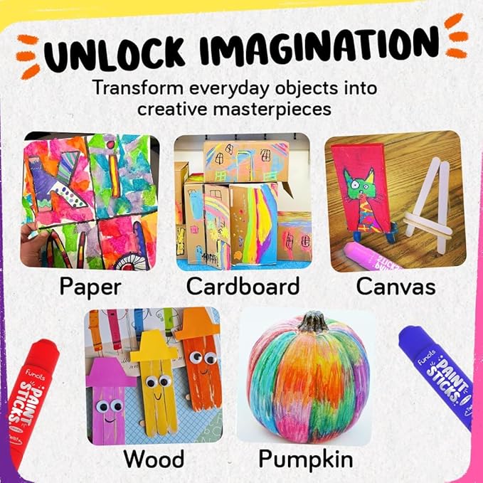 24 Tempera Paint Sticks for Kids with Coloring Book - Washable, Non-Toxic Markers for Toddlers | Works on Paper, Canvas, Wood, Cardboard - Art Craft Supplies, Painting Crayons Ages 1 2 3 4 5 6
