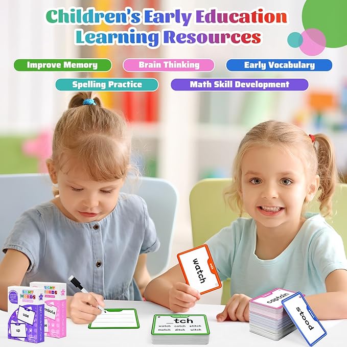 1136 Sight Words/Phonics/Math Flash Cards: 800 Dolch & Fry High Frequency Sight Words, 112 Phonic Flash Cards, 224 Double-Sided Math Flashcards for Kids Pre-K to 6th Grade-784 Cards Total