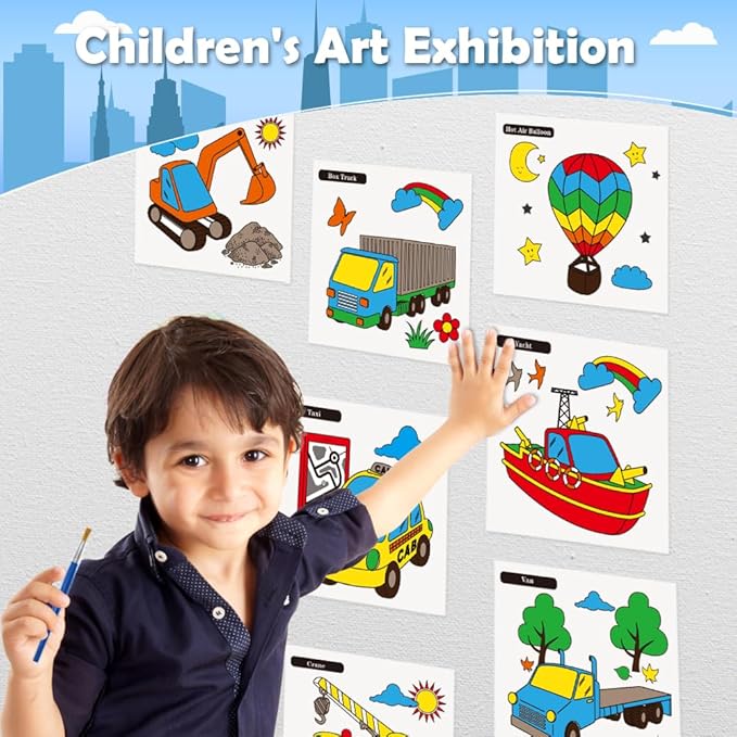 Paint with Water Books for Kid,Transport Coloring Book with Watercolor Paint Set Kids,Travel Coloring Kit,Arts and Crafts Suitable for Birthday