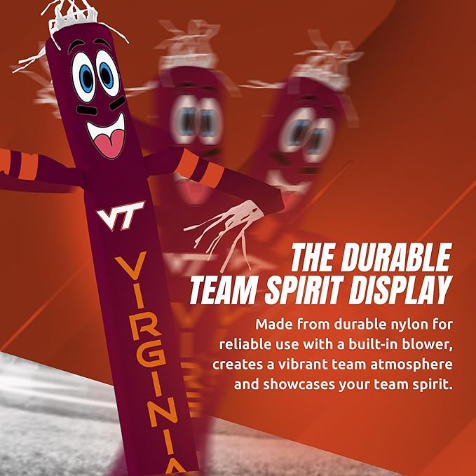 NCAA VT Hokies Football Wacky Waving Inflatable Tube Guy with LED Lights & Built-in Blower - 6" x 36" x 96" Inflatable Tube Man Crazy Sports Fan Outdoor Party Decoration