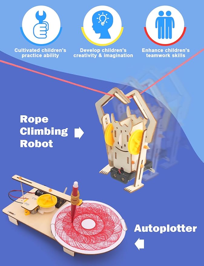 Poraxy 6 in 1 STEM Toys for Kids Ages 8-12, STEM Kits, 3D Wooden Puzzles, Educational Science Projects Building Model Kits, Birthday Gifts for Boys and Girls Ages 7 8 9 10 11 12 13 Years Old