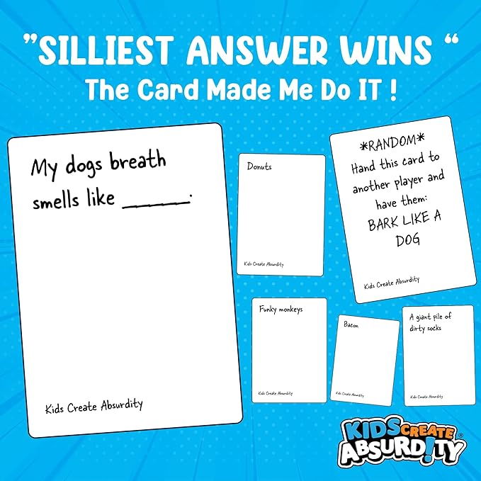 Kids Create Absurdity 2 Pack Set:: Laugh Until You Cry- Funny Card Game for Family Game Night- A Fill in The Blank Card Game for Ages 6-12 Years Old