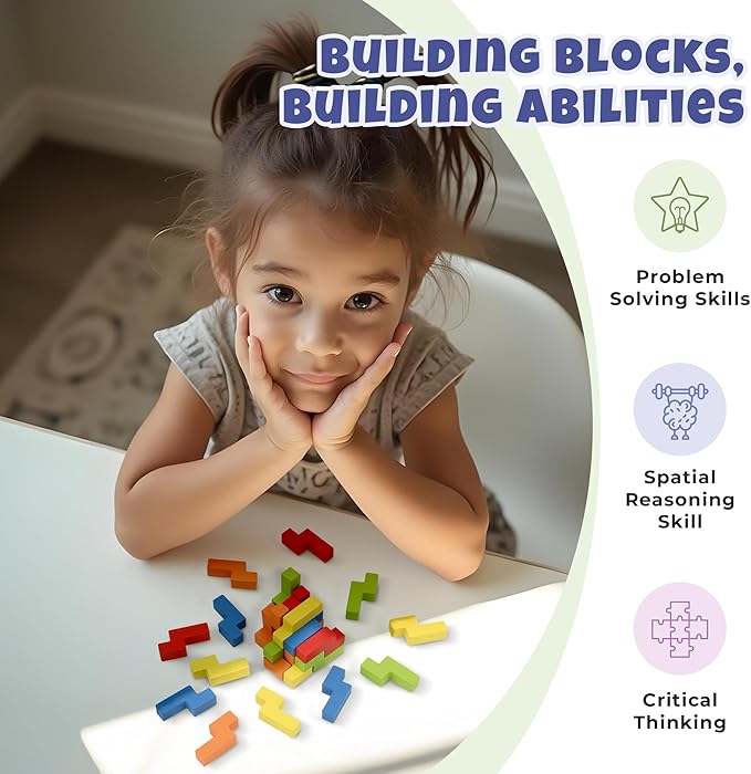 Sharp Brain Zone 3D Wooden Puzzle Cube (25N Style) | Colorful, Eco-Friendly Wooden Puzzle for Mental Stimulation, Focus, and Problem-Solving Fun | Challenging Brain Teaser for Adults and Kids