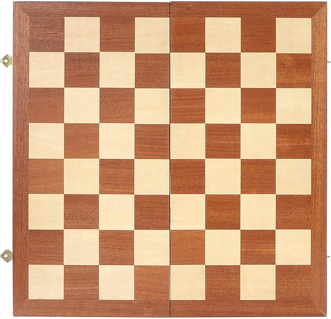 VAMSLOVE 14inch Checkers Folding Wooden Game Set, 8x8 Classic Checkerboard International Checkers Draughts Board 64 Square with Pieces Storage Slots (Instructions Included)