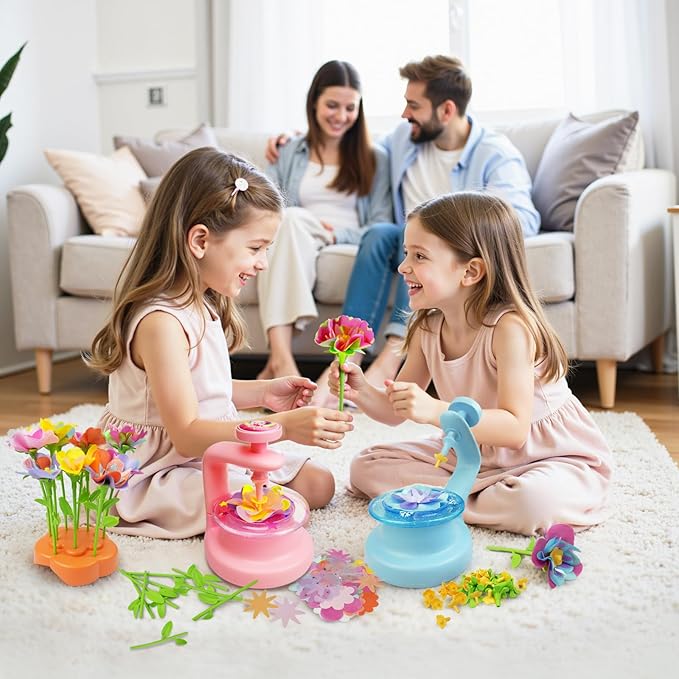 DIY Fabric Flower Bouquets Toys – Crafts for Girls, Arts and Crafts for Kids Ages 4-8 8-12, Perfect Holiday Party Activity Toy, Birthday Gifts for Girl (Blue)