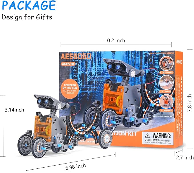 AESGOGO STEM Projects 12-in-1 Creation Solar Robot Kit,Science Experiments Toys Gifts for Kids Ages 8-12,Educational DIY Building Robotics Kit for 8 9 10 11 12 13 14 15 Year Old Boys Girls Teens