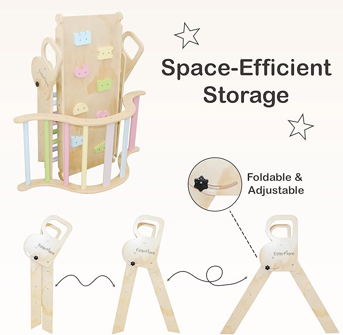 Pikler Triangle Set 7in1, Toddler Climbing Toys Indoor, Montessori Indoor Jungle Gym with Slide, Arch, Ramp and Ladder, Wooden Indoor Playground, Montessori Toys Toddlers, Baby, Kids