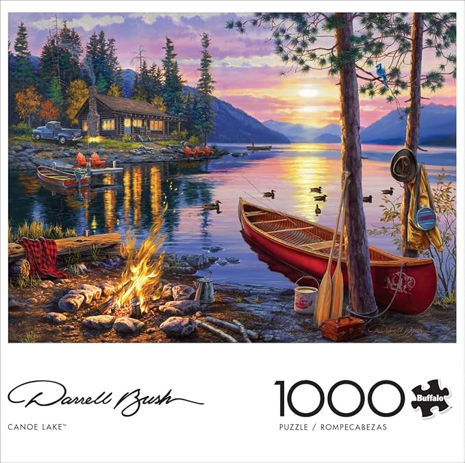 Buffalo Games - Darrell Bush - Canoe Lake - 1000 Piece Jigsaw Puzzle For Adults - Challenging Puzzle Perfect for Game Nights - Finished Size Is 26.75 x 19.75