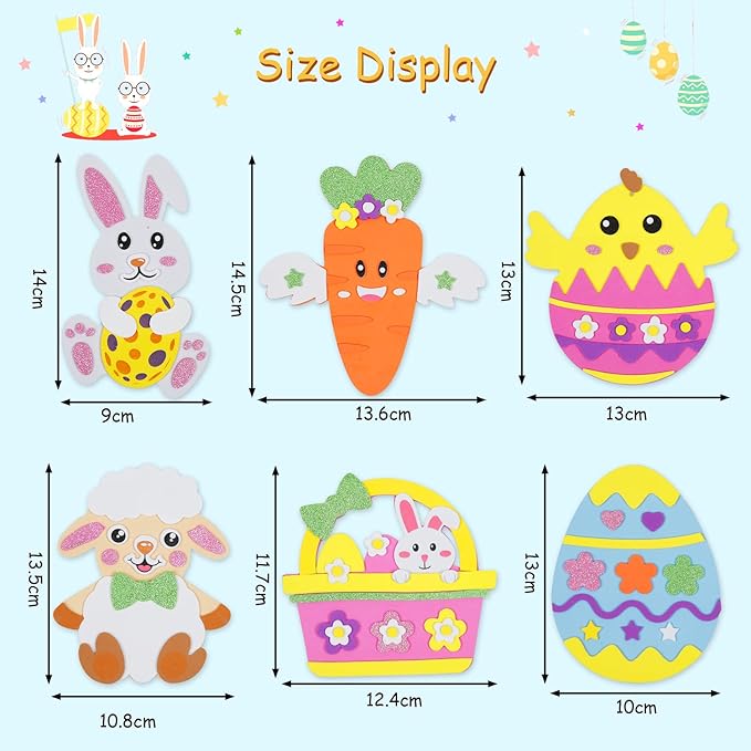 Fennoral Easter Craft Kit for Kids - Make Your Own Easter Foam Stickers, Ornaments & DIY Arts & Crafts Party Supplies