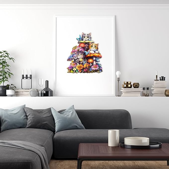 Wooden Puzzles for Adults, Cat Family Wooden Jigsaw Puzzles for Adults Kids, Unique Shaped Wood Puzzles Adult, Creative Birthday Gifts for Friends Family Game(11.4 * 10.2in 170pcs)