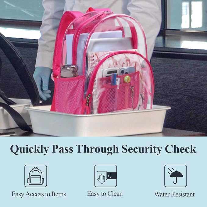 PACKISM Clear Backpack - 17 inch Heavy Duty Clear Backpacks for School, Large Transparent Bookbag for Students (Age 12+)