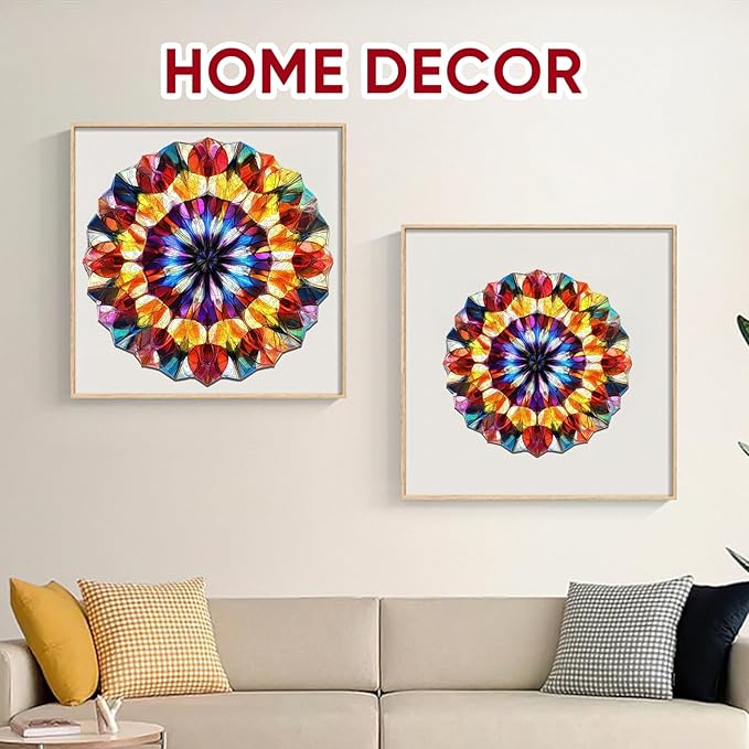 Ruikiyart Wooden Puzzles for Adults, 5MM 200 Pieces Crystal Wooden Jigsaw Puzzles, Gem Puzzle Unique Shaped for Adults and Kids on Birthday, Thanksgiving, Christmas, Family Puzzle Games(11.3''x11.2'')