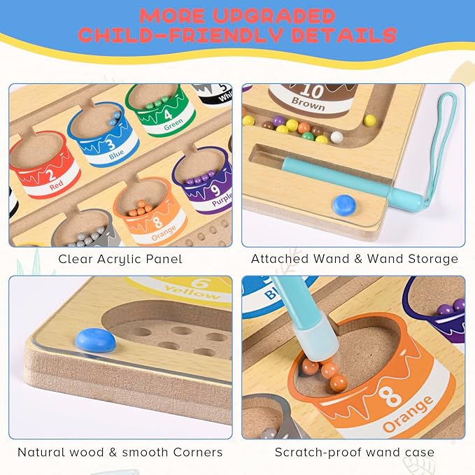 Magnetic Numbers Maze Toy - Eco-Friendly Material - Color Maze Sorting Game Toy - Educational Fine Maze Motor Skills Toys - Suitable for Boys and Girls - Multicolor (10 x 0.98 x 8 inches)