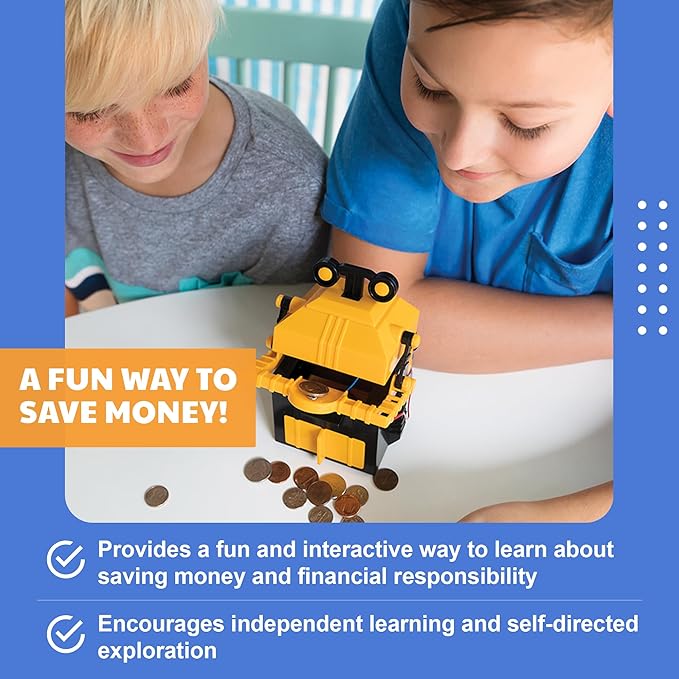 KidzRobotix - Money Bank Robot - Build a Piggy Bank for Kids Robot, Inspire STEM Learning, Boost Creativity, and Teach Financial Responsibility with Our Fun DIY Coin Bank Kit for Kids Aged 8 and Up!