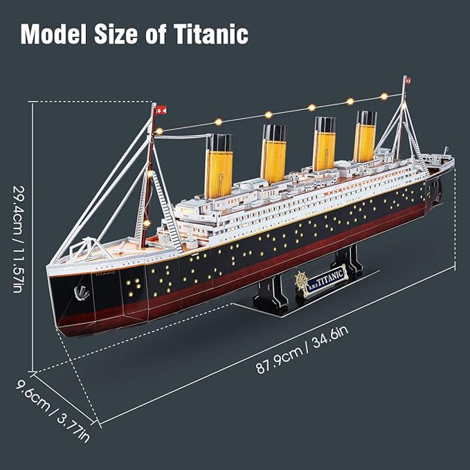 CubicFun 3D Puzzles for Adults - LED Titanic 35'' Large Ship - New Home Desk Decor - House Warming, Wedding, Anniversary, Valentines Day Teacher Gifts for Him Her Stocking Stuffers for Adults