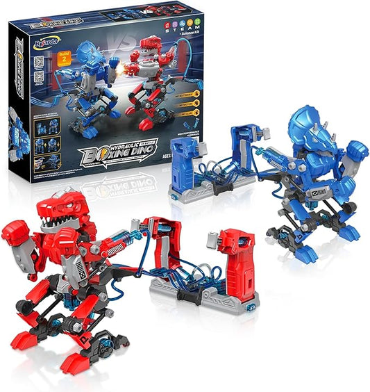 Hydraulic Boxing Bots, STEM Building Kit for Kids, Build 2 Hydraulic-Powered Battle Robots for Kids, STEM Educational Fighting Robots Toy Set, Gift for Birthday for Boys & Girls Ages 8-16