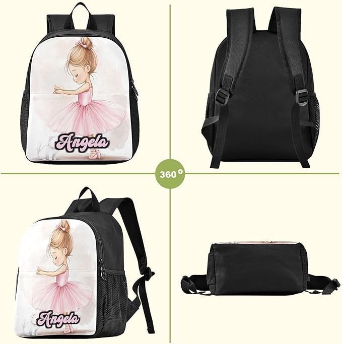 Ballerina Kitten Toddler Backpack for Boys Girls 3-6 Bookbag for Preschool Small Kindergarten Elementary Backpackss for Kids for School
