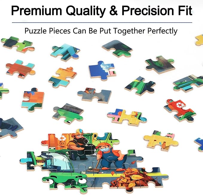 LELEMON Ocean Puzzles for Kids Ages 4-6,Recycling Garbage Truck 60 Piece Puzzles for Kids Ages 4-8,Children Jigsaw Puzzles in a Metal Box,Educational Learning Puzzle Toys for Girls and Boys