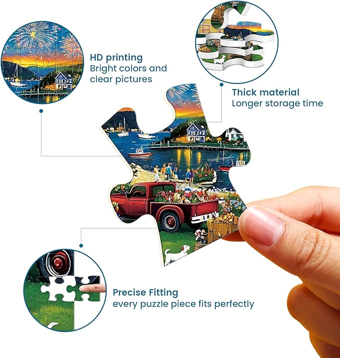300 Piece Puzzle for Adults,Fun Summer Party Puzzle for Adults Kids Elderly,Large Piece Fireworks Puzzles for Kids Age 8-10 10-12,Challenging Fun Landscape Art Puzzle,Family Game Great Gift 20.5x15in