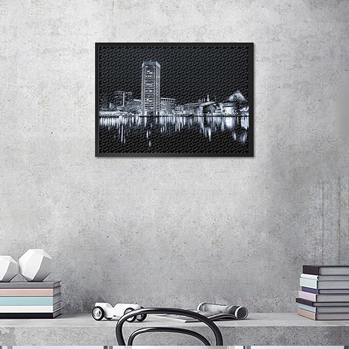Puzzles for Adults 1000 Pieces - The Baltimore Inner Harbor Skyline at Night Jigsaw Puzzle (27.5x19.7 Inch), Cityscape Challenging Puzzles for Adults, Family Game for Men & Women