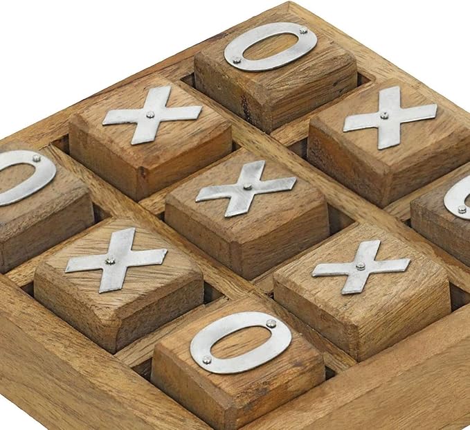 TOSQP27 Tic Tac Toe XO Blocks Game Brain Teaser Puzzle Wooden Handcrafted Family Board Games Unique Gifts for All Occasions