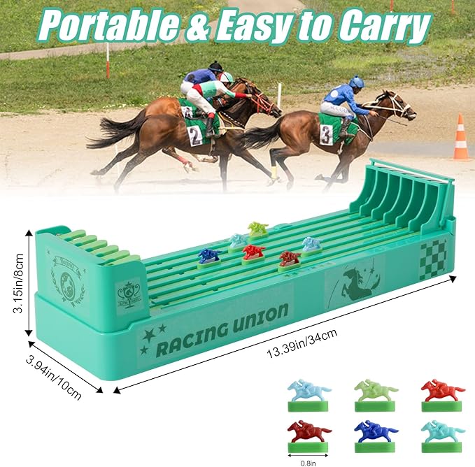 Derby Horse Racing Game, 6 Horse Race Board Game Table Top for Family Friends Adults Party Entertainment, Including Dice, Marker Pens, Cards