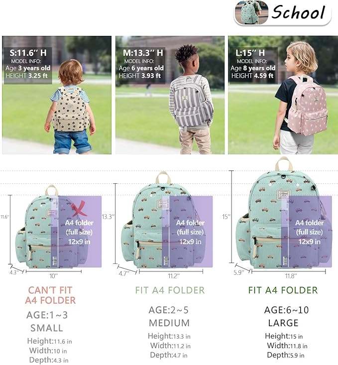 Corduroy Kids Backpack for Boys 6-10: Boys Backpacks for Elementary Kindergarten 15” H Fit Folder