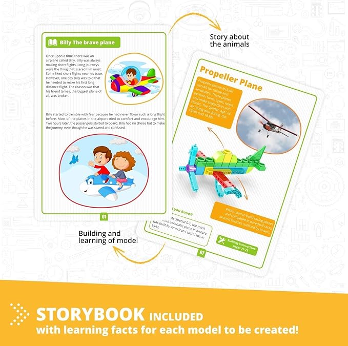 Engino STEAM Labs, Learning About Aircrafts, Building Blocks for Ages 3+, Construction Kit, STEM Kit for Girls & Boys, Learning & Education Toys, Steam Toys, Toddler Activities (5 Models)