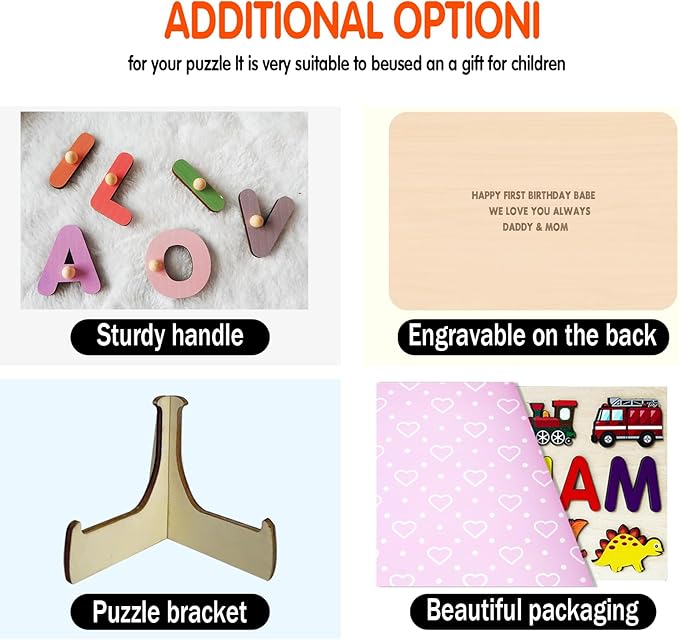 Name Puzzle for Toddlers Personalized, 1st Birthday Gift, Montessori Learning Toys for Boy & Girl 1-3 Year Old, Personalized 1-3st Birthday Gifts for Girls Boy, Preschool Educational for Girls Boys