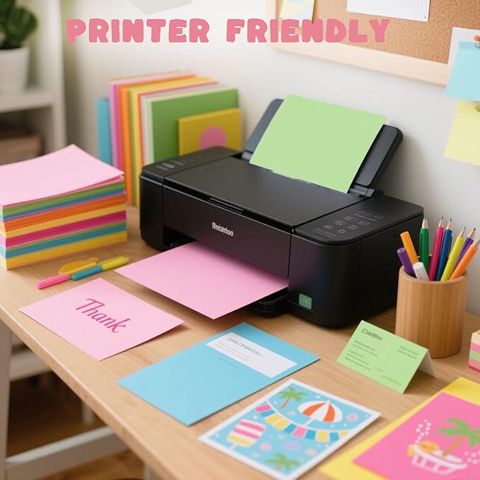 3 otters 200Sheets Construction Paper, Cardstock 8.5" x 11 ", 10 Assorted Colors Card Stock Printer Paper 65 lb/180 GSM, for Printing, DIY Craft, Kids School Supplies, Back to School, Party Decoration