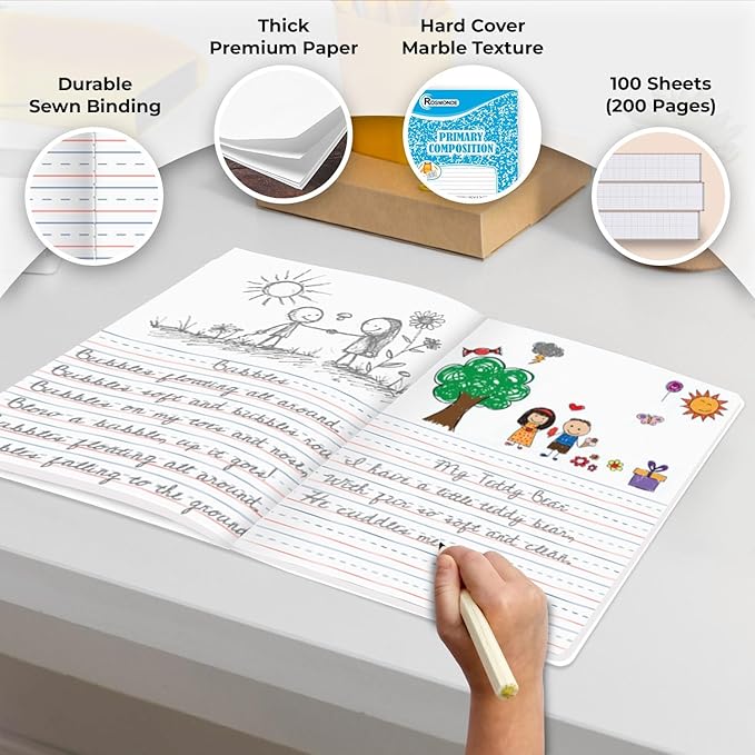 5000 Pack (Pallet) Writing & Drawing Space Primary Journal, 9-3/4 x 7-1/2, 200 Pages (100 Sheets), Grades K-2, Bulk Buying for School Districts, Bulk Orders Supply, 4-7 Days Transit