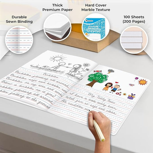 5000 Pack (Pallet) Writing & Drawing Space Primary Journal, 9-3/4 x 7-1/2, 200 Pages (100 Sheets), Grades K-2, Bulk Buying for School Districts, Bulk Orders Supply, 4-7 Days Transit