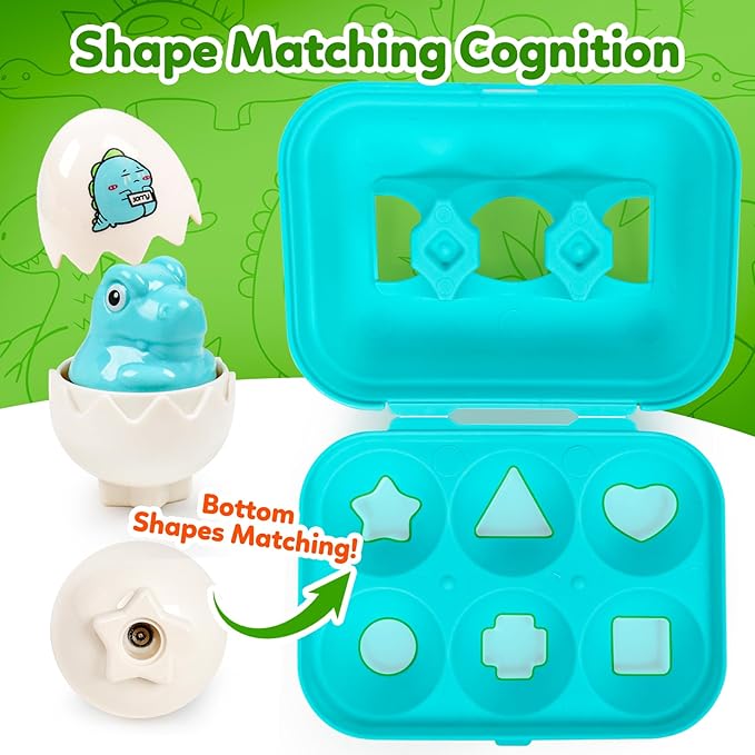 Dinosaur Toys,Egg Toy for Toddlers 1-3,Montessori Sensory Early Educational Learning Shape Matching & Sorting Games Fine Motor Toys Gifts for 2 Year Old Boys Girls