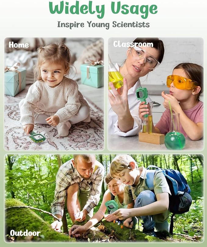 Microscope Camera for Kids Gifts Toys- Handheld Pocket Microscopes with 2.4" Screen and Autofocus - Mini Digital Educational Science Kit for Christmas Birthday for Age 3-5 5-7 8-12 Girls Boys (Green)