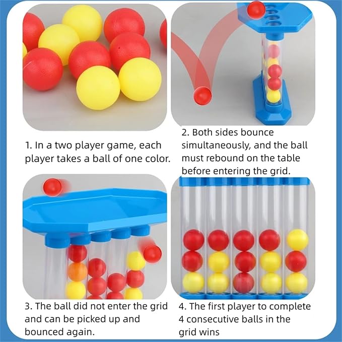 Bounce Ball Game Family Party Games for Adults, Jumping Connect The Balls of Same Colour in a Row, Tabletop Board Games, Party Favors for Holiday Multiplayers Fun Games (1 Set)