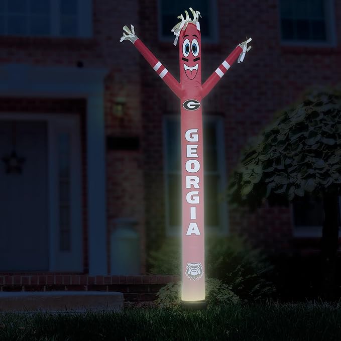 NCAA Georgia Bulldogs Football Wacky Waving Inflatable Tube Guy with LED Lights & Built-in Blower - 6" x 36" x 96" Inflatable Tube Man Crazy Sports Fan Outdoor Party Decoration