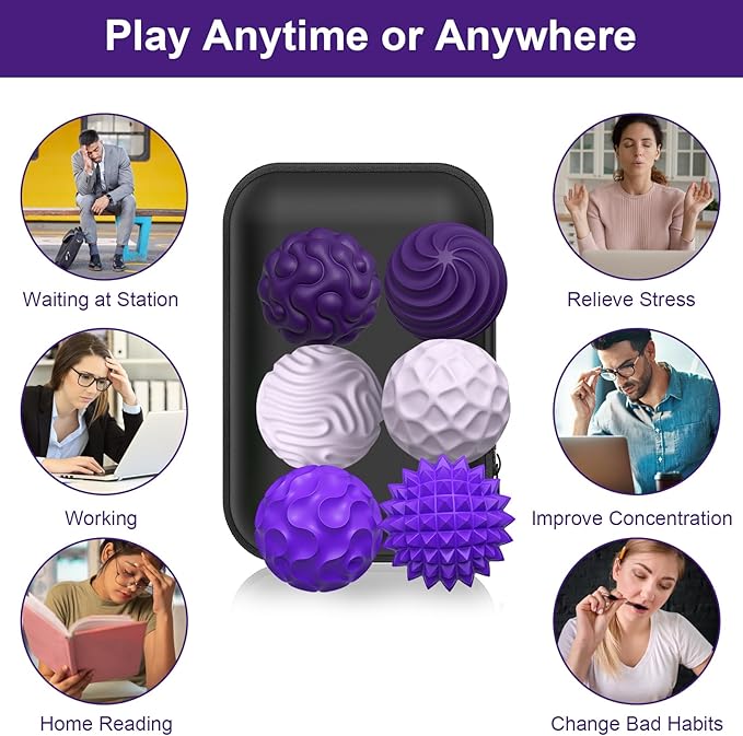 BUSOHA Silicone Magnetic Fidget Balls - 6 Pack New Grade Fidget Toys Stress Balls for Adults Sensory Stone Travel Toys for Calming,Autism and ADHD,Gifts for Kids Girls Boys Teens