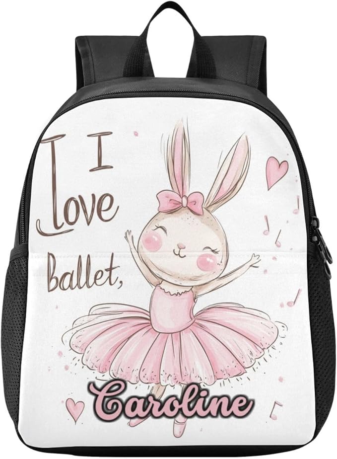 Ballet Bunny Heart Toddler Backpack for Boys Girls 3-6 Preschool Small Backpacks Kids Mini Kindergarten Bookbag for Elementary for Travel School
