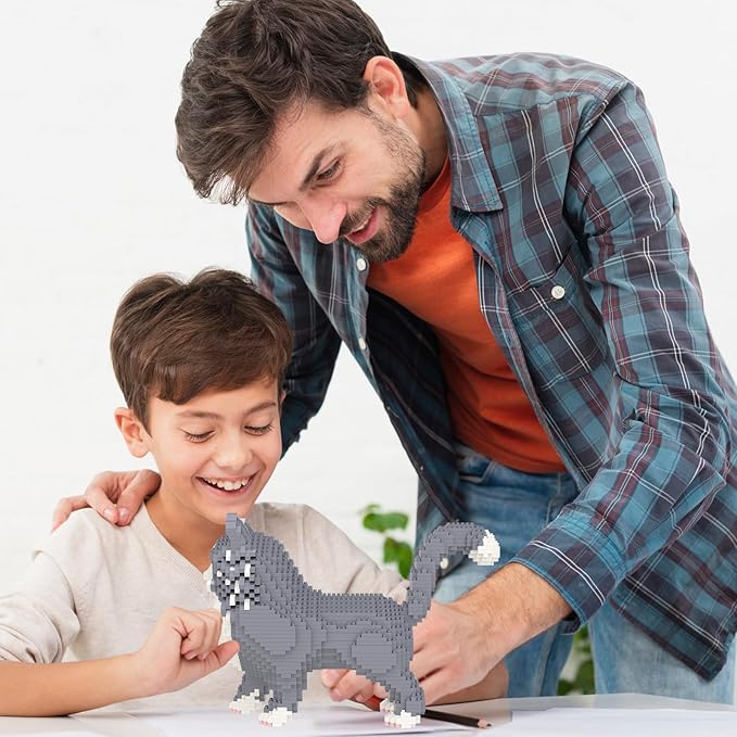 Larcele Micro Building Blocks Set, DIY Mini Building Toy Bricks for Age Over 12 Years, 1834 Pieces KLJM-05 (Maine Coon Cat)