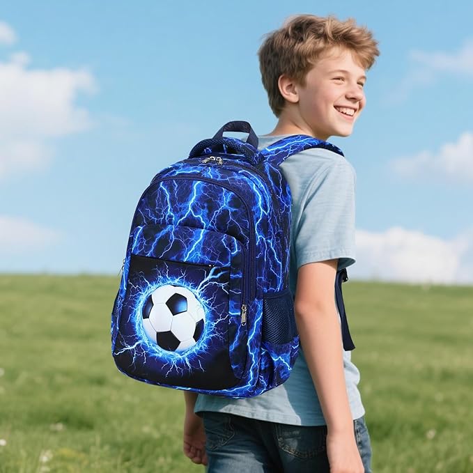 LEDAOU School Backpack for Boys Girls Soccer Kids Bookbag Elementary Middle School Bag for 8-14