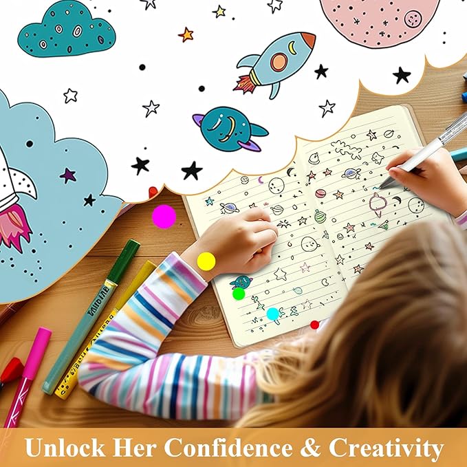 Rocket & Space Diary for Boys & Girls - Kids' Birthday Gift, Journal w/Pen & Magnetic Closure, 192-Page Lined Hardcover Notebook, 5.3"x7.5"