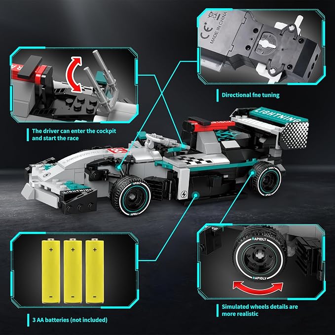 STEM Building Toys for Kids,2 in 1 Remote Control Racing Car Building Set,DIY Engineering Construction Toy,Adult Collectible Model Car Set to Build,Birthday Gift for Boys Girls Ages 8-14+