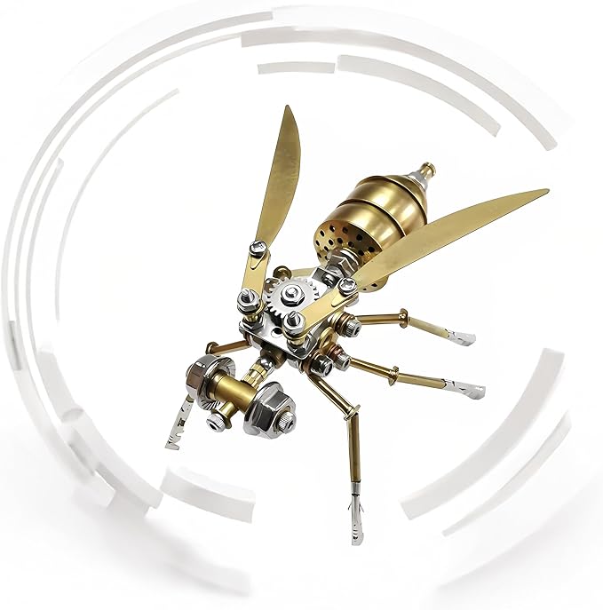 Challenging 3D Puzzle Gift Steampunk Metal Insect Bug Mechanical Sculpture Steampunk Insect Clockwork 3D Vespa Model Engineering for Teens Personalized Ornament Gift(Vespa)