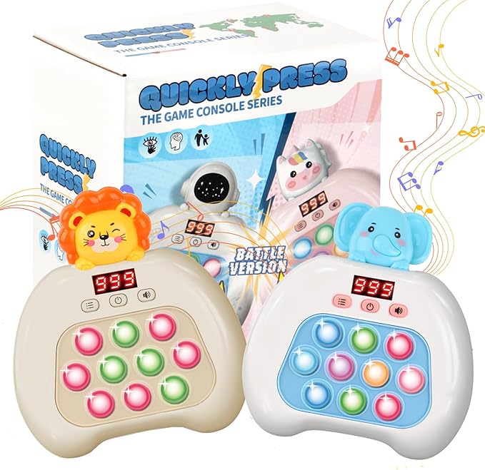 Fast Push Pop Fidget Toys for Kids, Handheld Puzzle Game with LED Screen & Multiplayer Mode, Sensory Toys for 3-12 Year Old Girls Boys, Fun Battle Gifts for Friends(Lion)