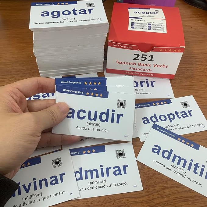 251 Spanish Verb Conjugation Presente Indicativo Flash Cards - Learn Spanish for Adults Flashcards