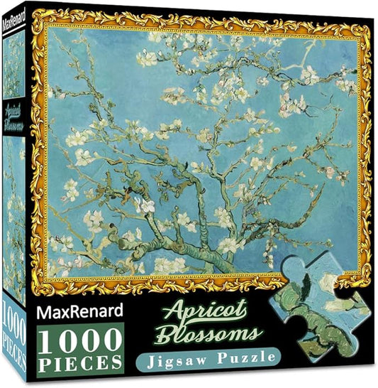 MaxRenard 1000 Pieces Jigsaw Puzzle Game Oil Painting Almond Blossom