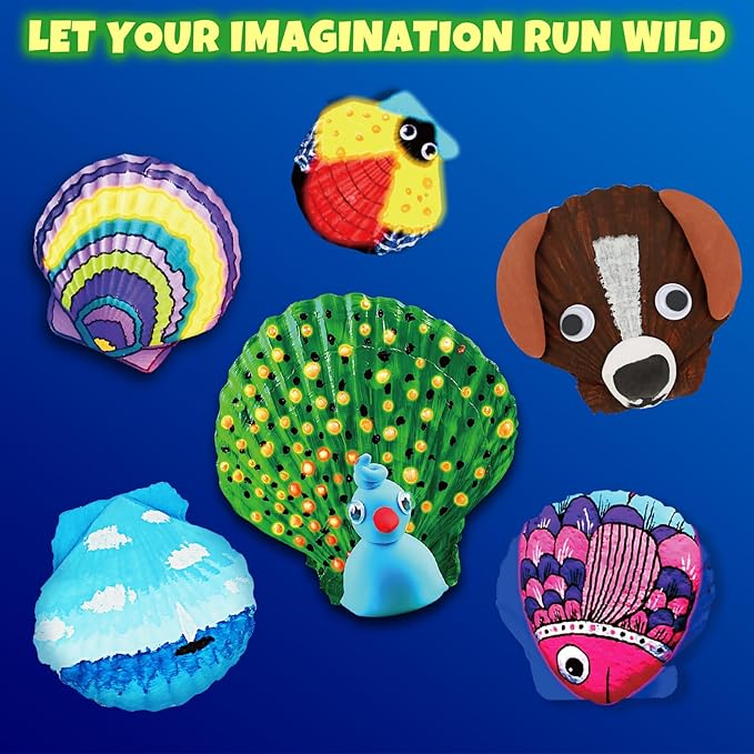 Nicmore Kids Sea Shell Art & Crafts: Glow in The Darkness Painting Kits Crafts for Age 4-6 4-8 8-12 Gift for Boys Girls Art Supplies Activities Toy Gifts for 3 4 5 6 7 8 9 10 11 12 Year Old